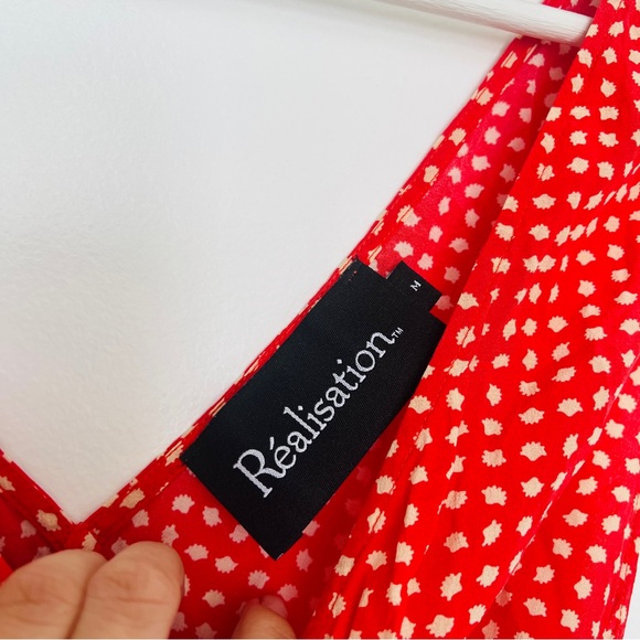 Realisation Par Stephanie Paradiso Dress Red Polka Dot Bias Cut Midi Size M - Picture 5 of 7